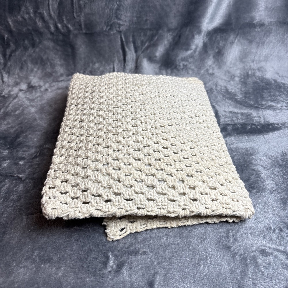 Vintage Macrame Clutch Mister Ernest Cream Cotton Boho 70s Handbag Wallet - Picture 7 of 16